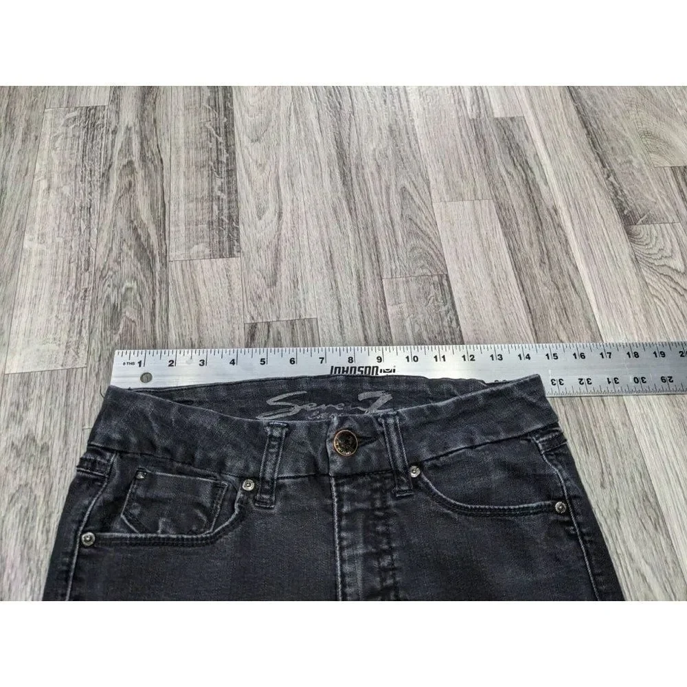 Seven 7 Womens Size 6 Embroidered Pockets Black Denim‎ Jeans